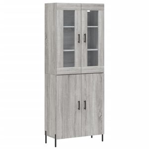 vidaXL Visoka komoda siva sonoma 69,5x34x180 cm inženirski les