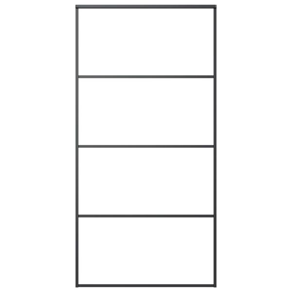 vidaXL Drsna vrata iz aluminija in ESG stekla 102,5x205 cm črna