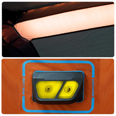 vidaXL Šotor za kampiranje z LED za 10 oseb svetlo siv in oranžen