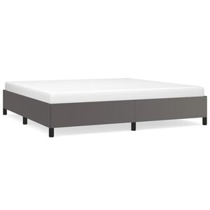 vidaXL Posteljni okvir brez vzmetnice siv 200x200 cm umetno usnje