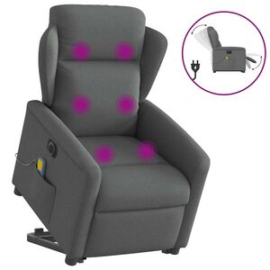 vidaXL Električni masažni naslanjač s funkcijo vstajanja temno siv