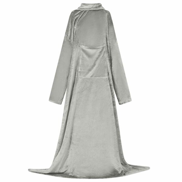 vidaXL Odeja s kapuco Siva Flanel