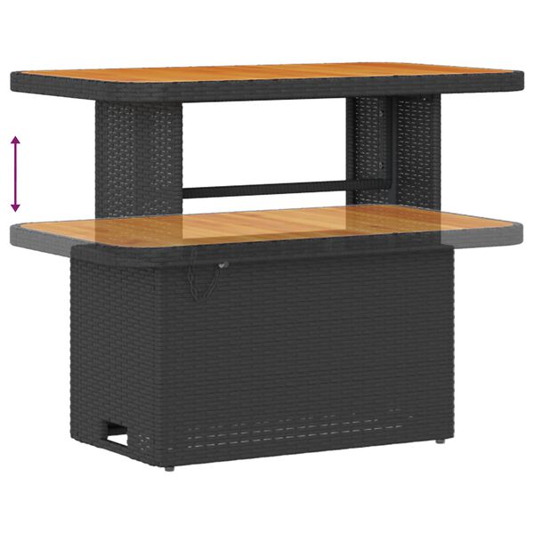 vidaXL Vrtna sedežna garnitura z blazino 8 pcs Črna poli ratan