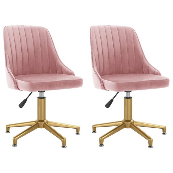 vidaXL Vrtljiv jedilni stol 2 kosa roza žamet