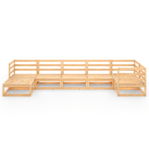 vidaXL Vrtna sedežna garnitura 7-delna trdna borovina