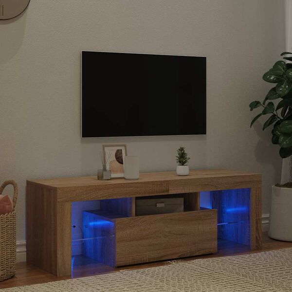 vidaXL TV omarica z LED lučkami sonoma hrast 120x35x40 cm