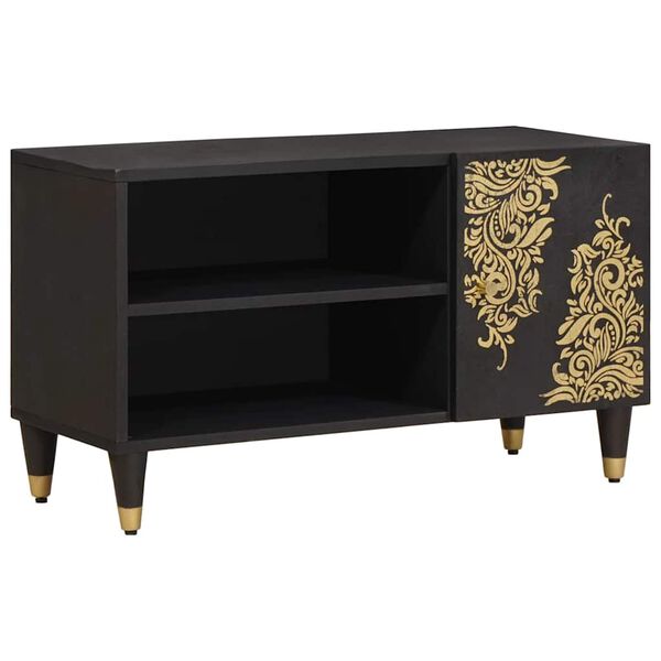 vidaXL TV omarica s polico Črna 80 x 33 x 46 cm Masiven les manga