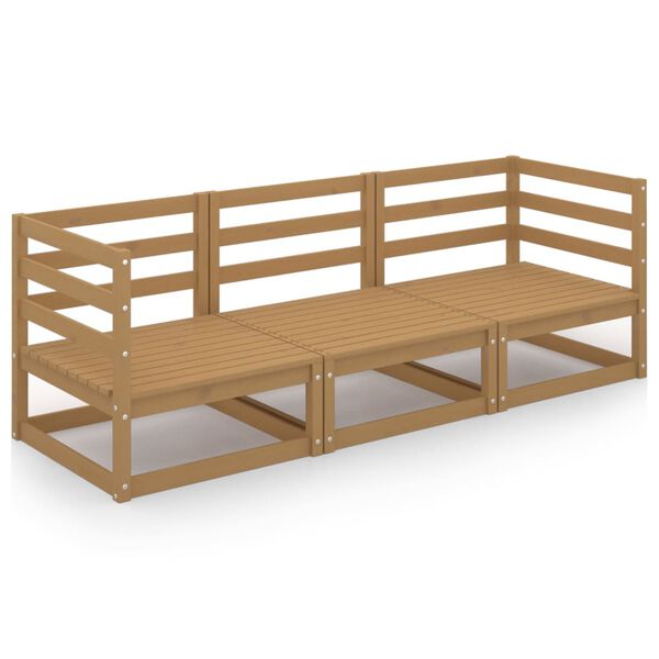 vidaXL Vrtni kavč trosed medeno rjave barve trdna borovina