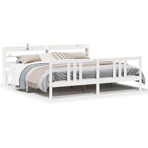 vidaXL Posteljni okvir z vzglavjem brez vzmetnice bel 200x200 cm