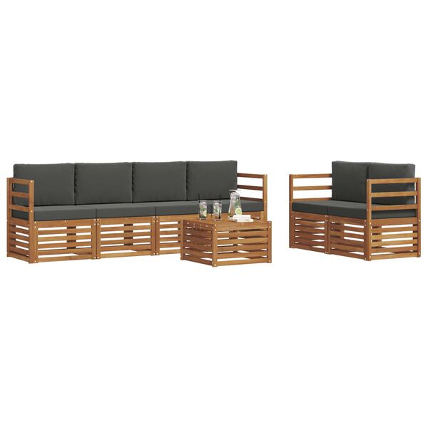 vidaXL Zunanja garnitura za sedenje 7 pcs Naravna in antracitna