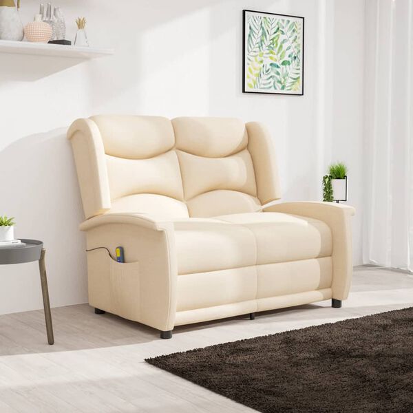 vidaXL Masažni dvosed krem blago