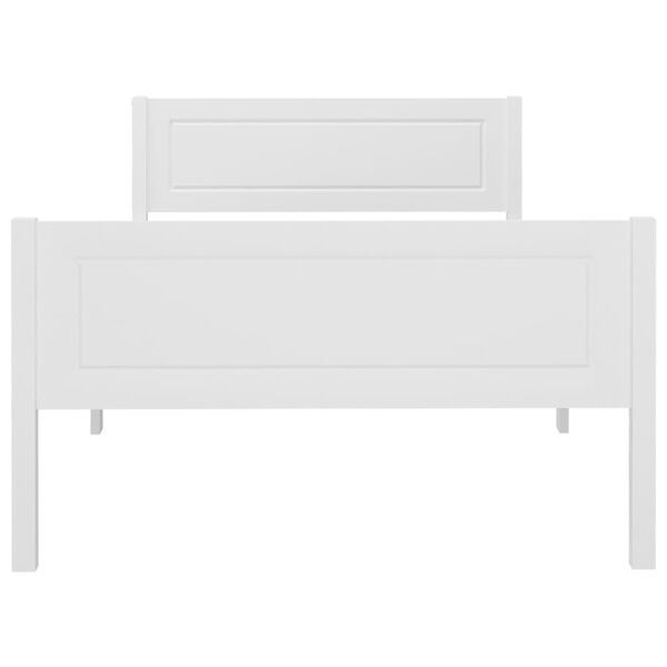 vidaXL Posteljni okvir iz trdne borovine bel 90x200 cm