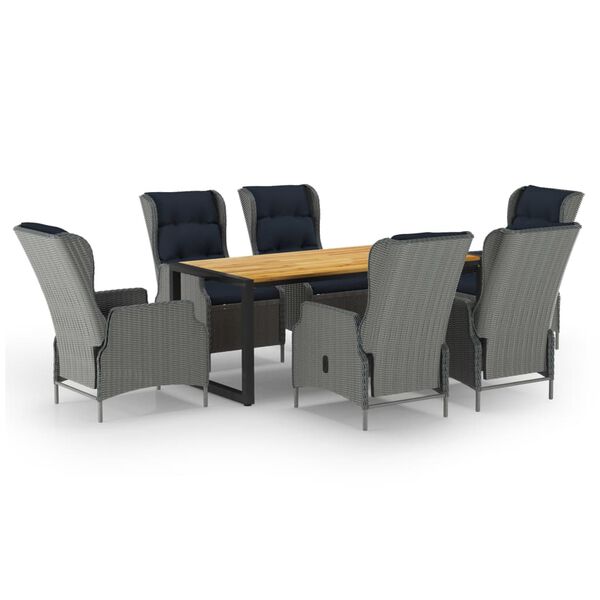 vidaXL Vrtna jedilna garnitura 7-delna svetlo siva