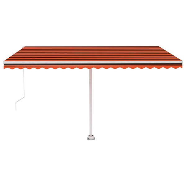 vidaXL Ročno zložljiva tenda z LED lučmi 400x350 cm oranžna in rjava