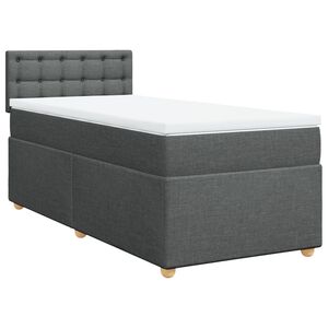 vidaXL Box spring postelja z vzmetnico temno siva blago
