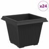 vidaXL Kvadratna cvetlična posoda 24 kos Črna 33 x 33 x 26 cm Plastika