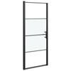 vidaXL Vrata za tu&scaron; 81x195 cm delno motno kaljeno steklo črna