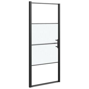 vidaXL Vrata za tu&scaron; 81x195 cm delno motno kaljeno steklo črna