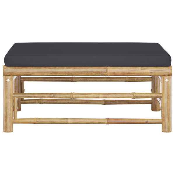 vidaXL Vrtni stolček za noge s temno sivo blazino bambus