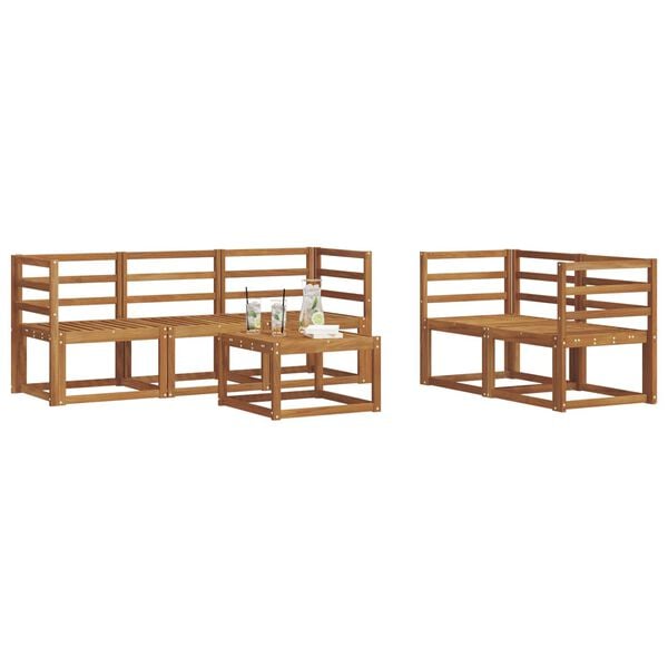 vidaXL Zunanja garnitura za sedenje z blazino 6 pcs Naravna in smetana