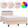 vidaXL Box spring postelja z vzmetnico LED kapučino 120x200 cm