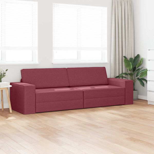vidaXL Sofa postelja 200cm Vinorodna rdeča blago