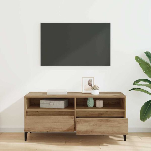 vidaXL TV omarica s predalom Umetni hrast 100 x 34,5 x 44,5 cm