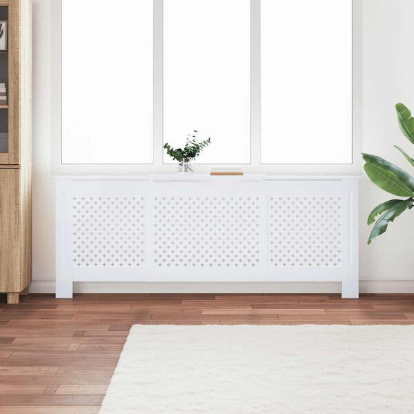 vidaXL Pokrov za radiator MDF bel 205 cm