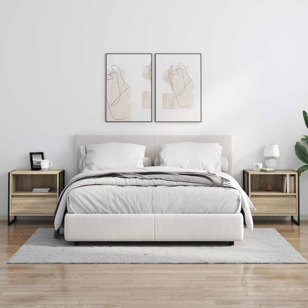 vidaXL Nočna omarica Sonoma 50 x 39,5 x 50 cm Konstruiran les