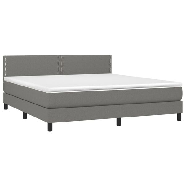 vidaXL Box spring postelja z vzmetnico temno siva 160x200 cm blago