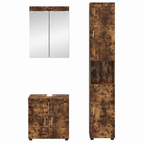 vidaXL Komplet pohi&scaron;tva za kopalnico s polico TULUM Dimljeni oreh