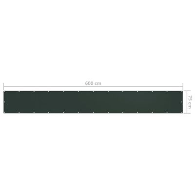 vidaXL Balkonsko platno temno zeleno 75x600 cm oksford blago