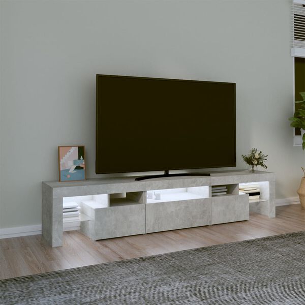 vidaXL TV omarica z LED lučkami betonsko siva 200x36,5x40 cm