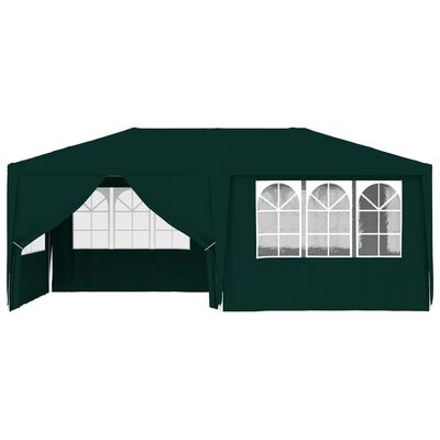 vidaXL Profesionalen vrtni šotor s stranicami 4x6 m zelen 90 g/m²