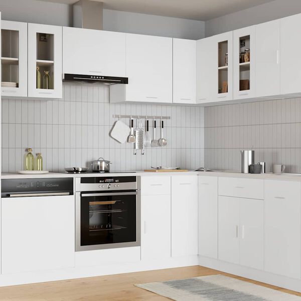 vidaXL Viseča steklena omarica &ldquo;Lyon&rdquo; bela 60x31x60 cm inženirski les