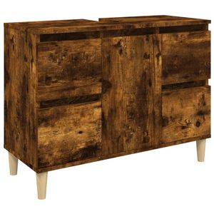 vidaXL Omarica za umivalnik dimljen hrast 80x33x60 cm inženirski les