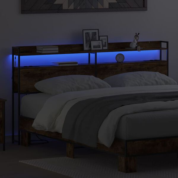 vidaXL Skladi&scaron;čni naslon Dimljeni hrast 200 cm Konstruiran les