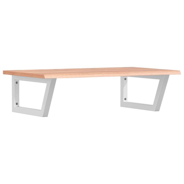 vidaXL Stenska polica za umivalnik jeklo in trdna hrastovina