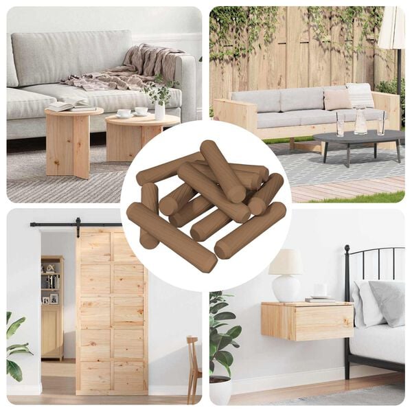 vidaXL Leseni zatiči 12 pcs Rjava &Oslash;8 x 35 mm Trden les