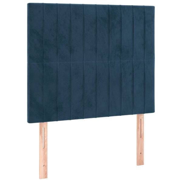 vidaXL Vzglavje postelje temno modro 90x5x118/128 cm žametno