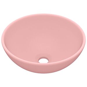 vidaXL Razko&scaron;en umivalnik okrogel mat roza 32,5x14 cm keramičen