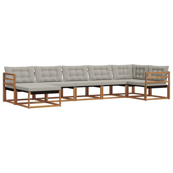 vidaXL Zunanja garnitura za sedenje 7 pcs Naravna in svetlo siva