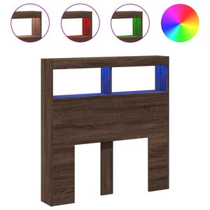 vidaXL Omarica za vzglavje postelje LED rjavi hrast 100x17x102 cm