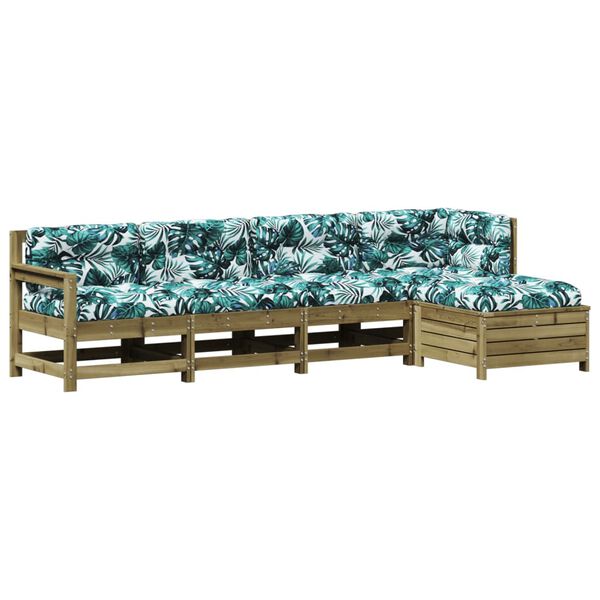 vidaXL Vrtna garnitura 5-delna z blazinami impregnirana trdna borovina