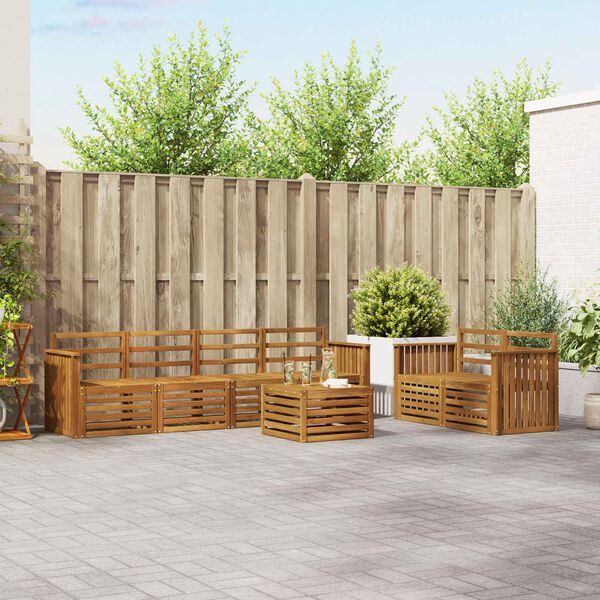 vidaXL Sedežne garniture 7 pcs Naravna Masiven les akacije