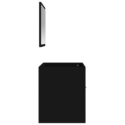 vidaXL Kopalniška omarica z ogledalom črn inženirski les
