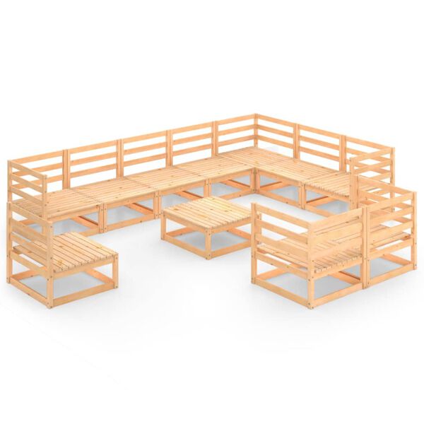 vidaXL Vrtna sedežna garnitura 11-delna trdna borovina