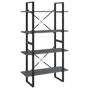 vidaXL Knjižna omara 4-nadstropna siva 80x30x140 cm trdna borovina