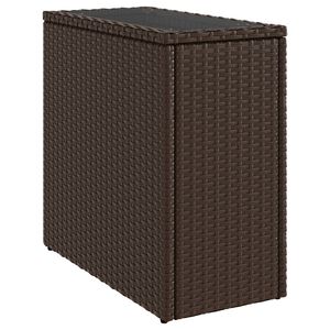 vidaXL Vrtna miza z leseno mizno plo&scaron;čo rjava 58x27,5x55 cm poli ratan