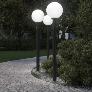 vidaXL Stebričke s senzorjem 3 kosi 120 cm črne IP44